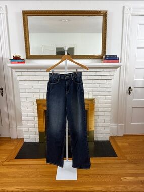 Modern American Dark Blue Wide-Leg Women's Jeans